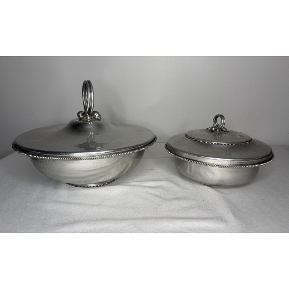 Vintage B.W. Buenilum Aluminum Covered Serving Dishes Set of 2 MCM